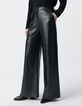Pantalón rockero negro de pierna ancha para mujer-3