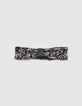 Bandeau réversible noir imprimé fleurs et gris bébé fille-1
