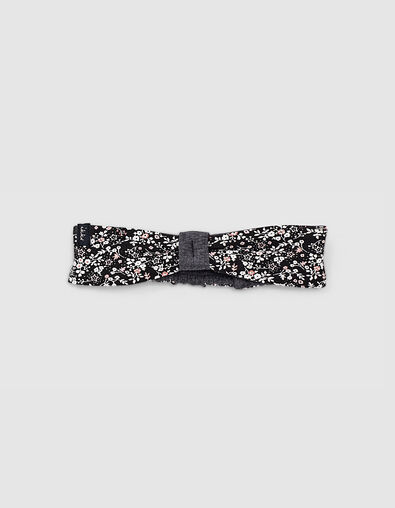 Bandeau réversible noir imprimé fleurs et gris bébé fille - IKKS