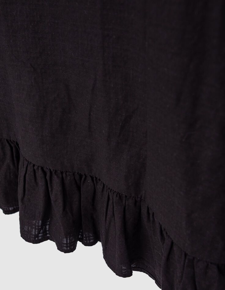 Girls’ black buttoned wide blouse with peplum-6