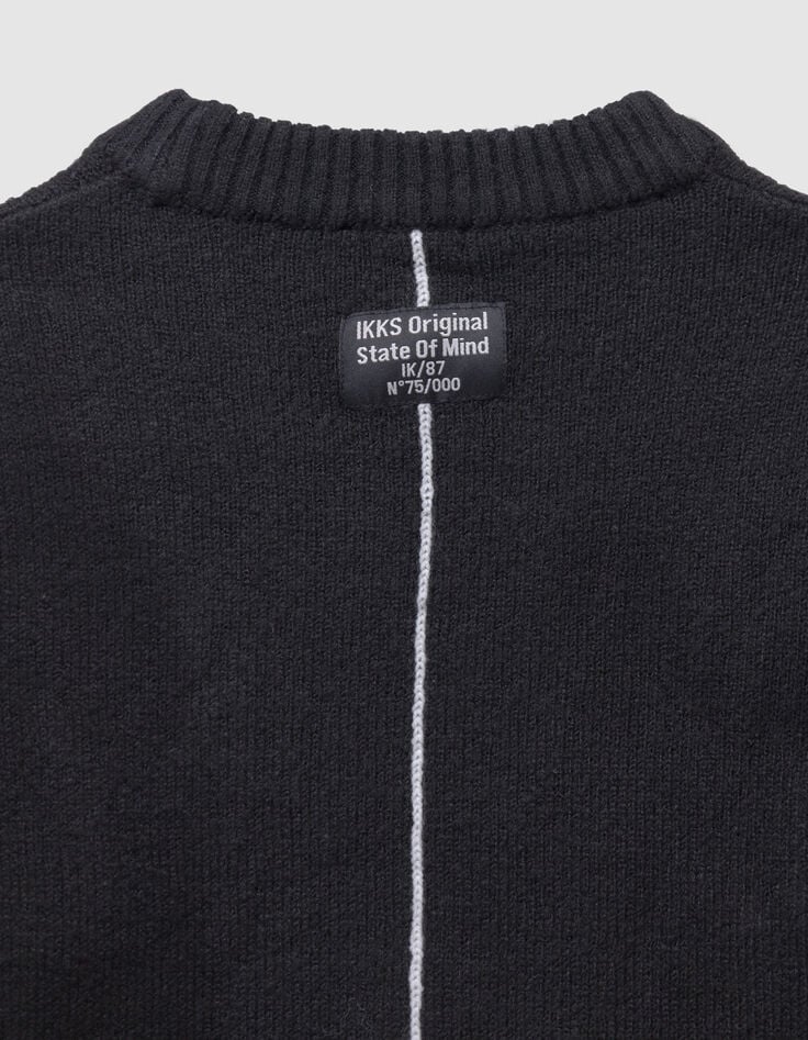 Pull noir tricot poche poitrine garçon-9 Pull noir tricot poche poitrine garçon-9