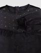 Girls’ black embroidered velvet dress with tulle ruffles-9