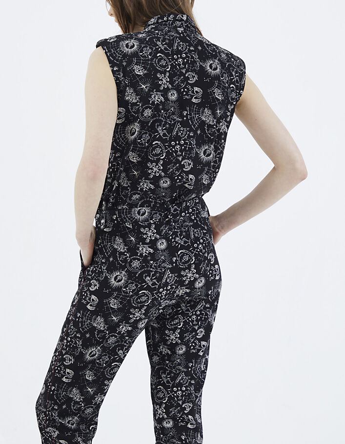 Damenchiffontop mit Tattoo-Print und Wasserfallausschnitt-3