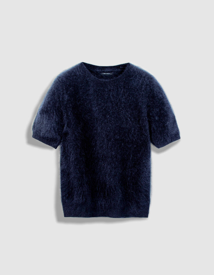 Camiseta de cachemir azul marino Mujer-5