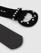 Ceinture large noire cuir velours clouté Femme-2