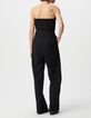 Schwarzer Pailletten-Bustier-Jumpsuit f&uuml;r Damen mit Leopardenmuster-3