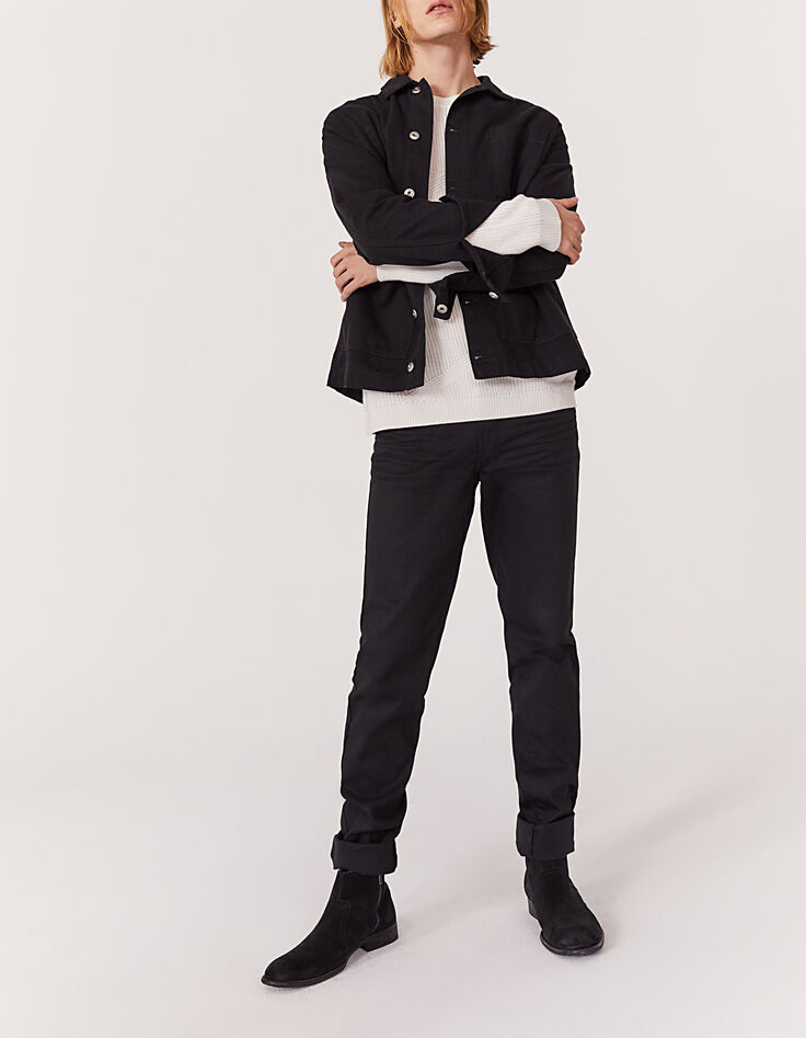 Veste workwear en jean noir coton et chanvre Homme-5
