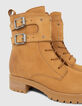 Rangers de cuero beige punta redonda mujer-3
