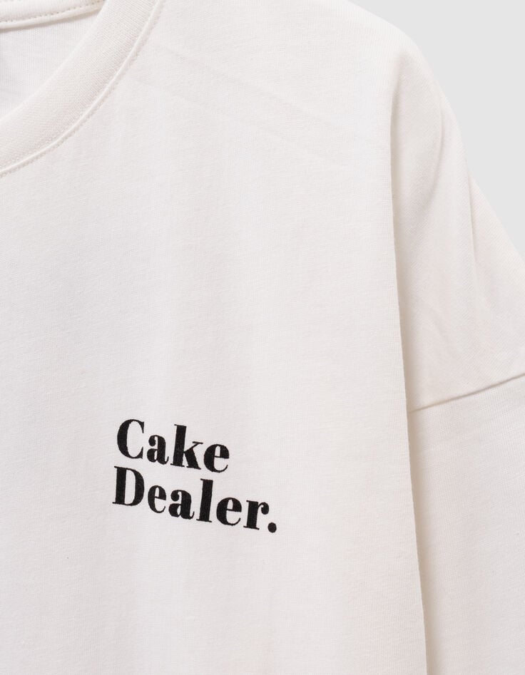 Girls’ ecru organic cotton T-shirt with cake image-6 Girls’ ecru organic cotton T-shirt with cake image-6