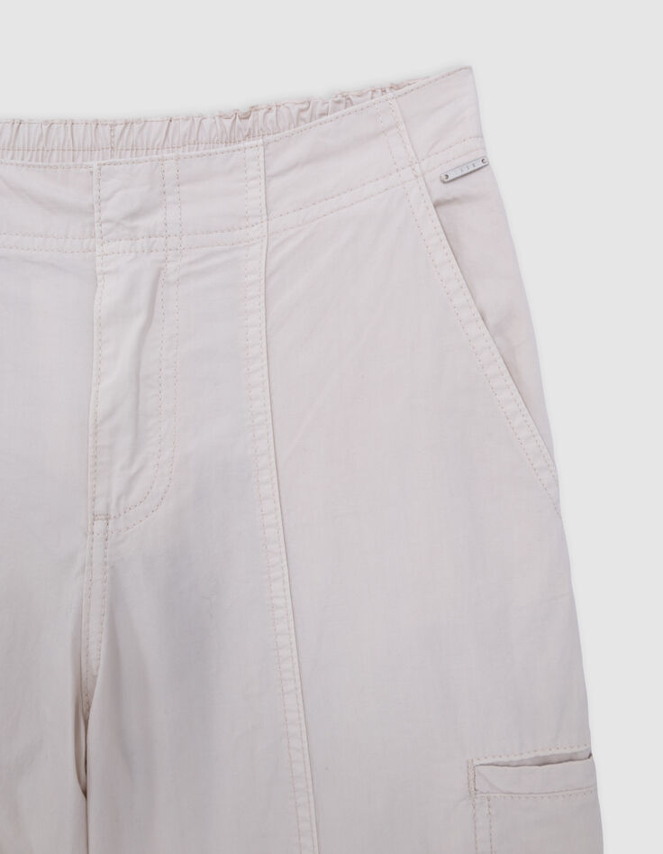 Girl's BATTLE upcycled beige parachute pants-2 Girl's BATTLE upcycled beige parachute pants-2