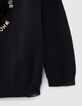 Pull navy tricot floqu&eacute; tigre &agrave; capuche gar&ccedil;on-5
