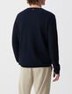 Men&rsquo;s navy cotton cashmere knit sweater-3