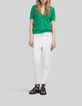 Camiseta menta punto calado mujer-1