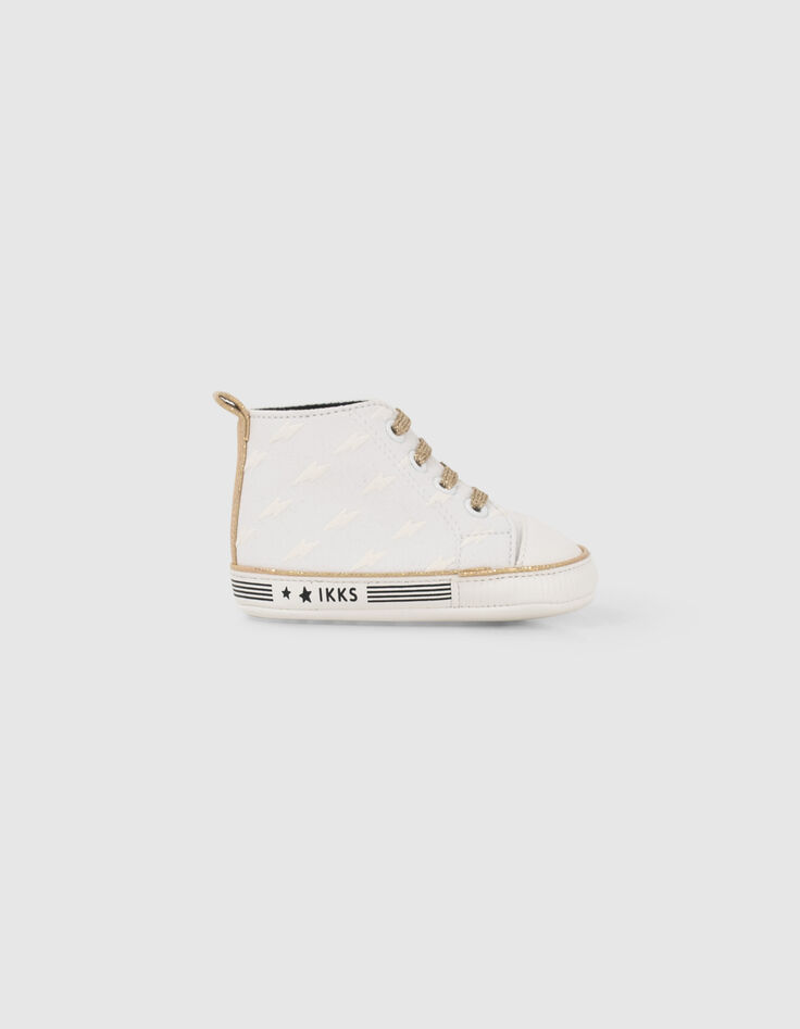 Ecru sneakers met goudkleurige veters babymeisjes-1