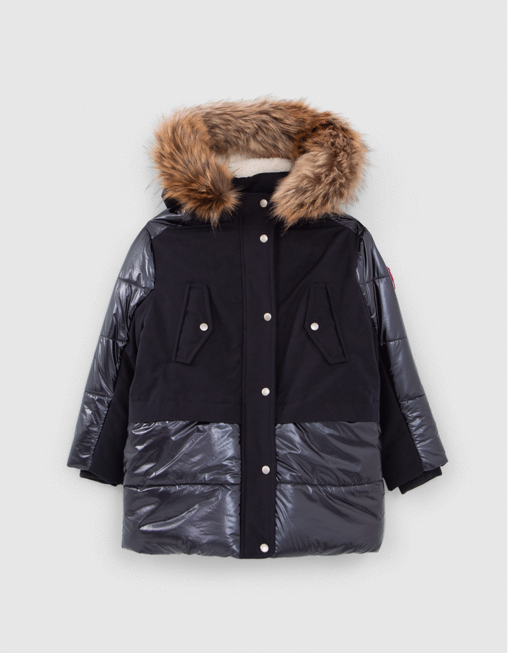 Girls fur hood parka top