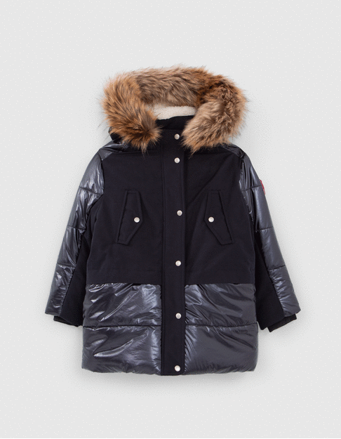 Girls’ 2-in-1 navy parka and star-print padded jacket
