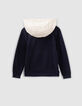 Sweat marine coton bio capuche &eacute;crue gar&ccedil;on-2