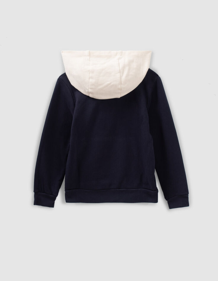 Sweat marine coton bio capuche &eacute;crue gar&ccedil;on-2