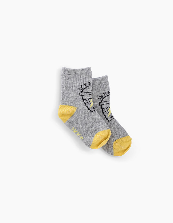Calcetines grises y amarillos bebé niño -4