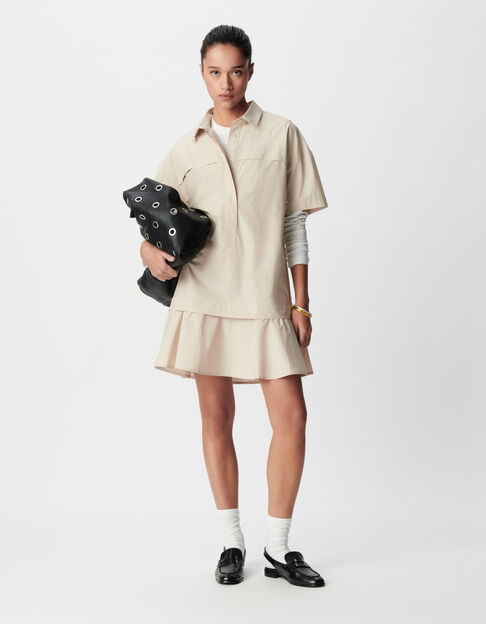 Robe courte beige trompe-l'oeil jupe Femme - IKKS