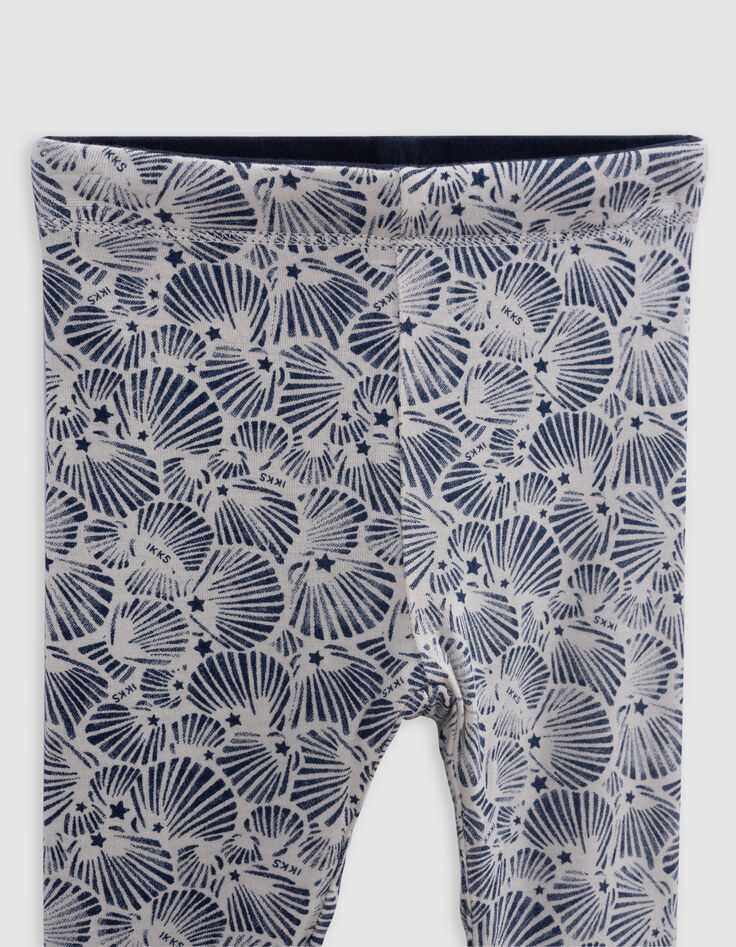 Leggings réversible coquillages et marine bébé fille-3