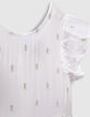 Robe longue blanc cassé brodé fils lurex fille-2
