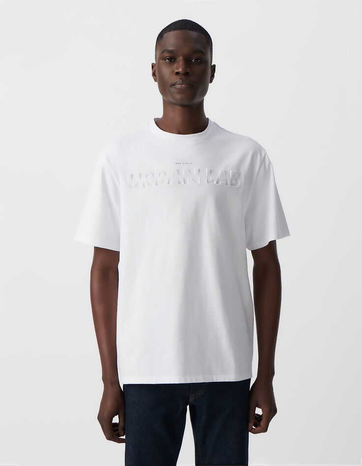 Wit T-shirt met tekst in reliëf DRY FAST Heren-2 Wit T-shirt met tekst in reliëf DRY FAST Heren-2