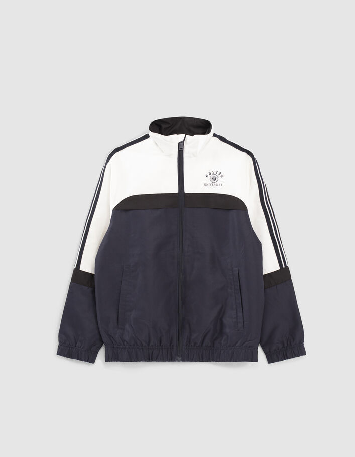 Boys’ navy, black, white nylon cardigan-1