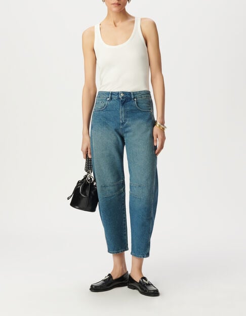 Jean ballon denim bleu d&eacute;tails d&eacute;coupes - IKKS