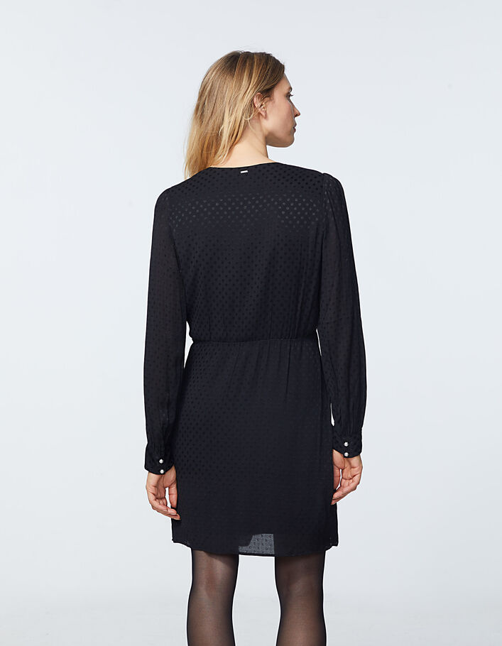 Women’s polka dot jacquard viscose crêpe fitted dress-3