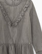 Girls’ bleached grey stud and ruffle denim dress-2