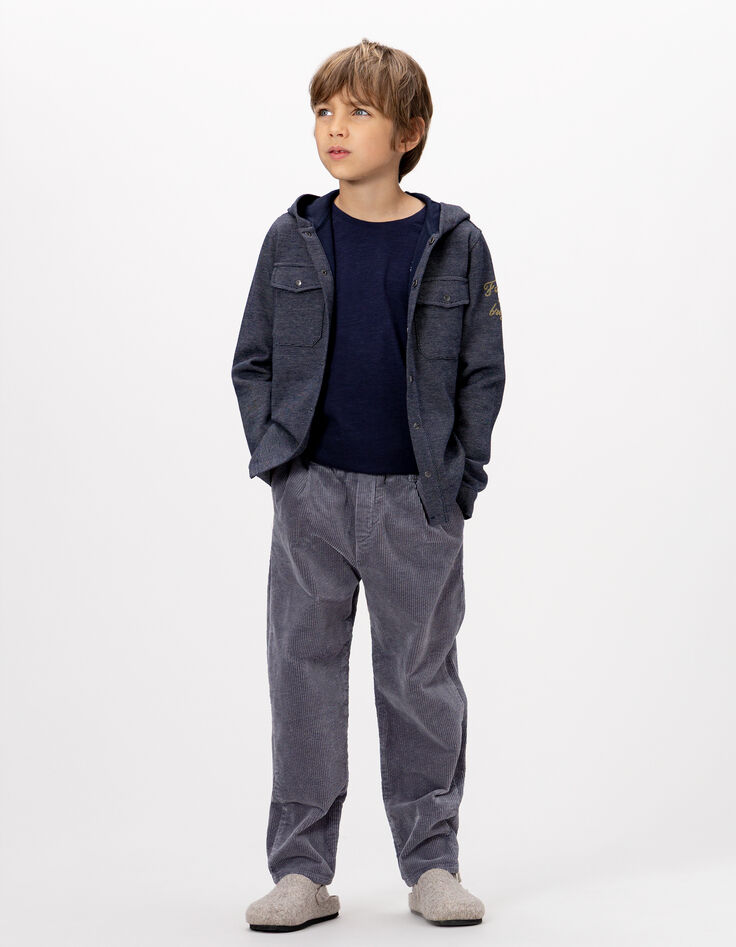 Blaue Loose-Jungenchinohose Rippstrick-8