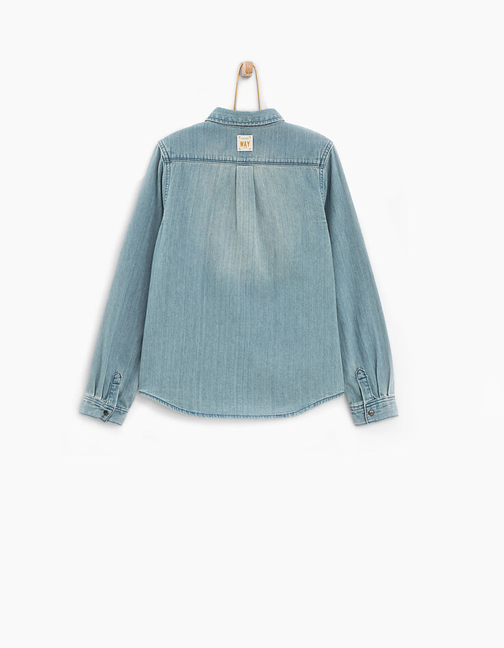 Boys' faded blue denim shirt -3 Boys' faded blue denim shirt -3