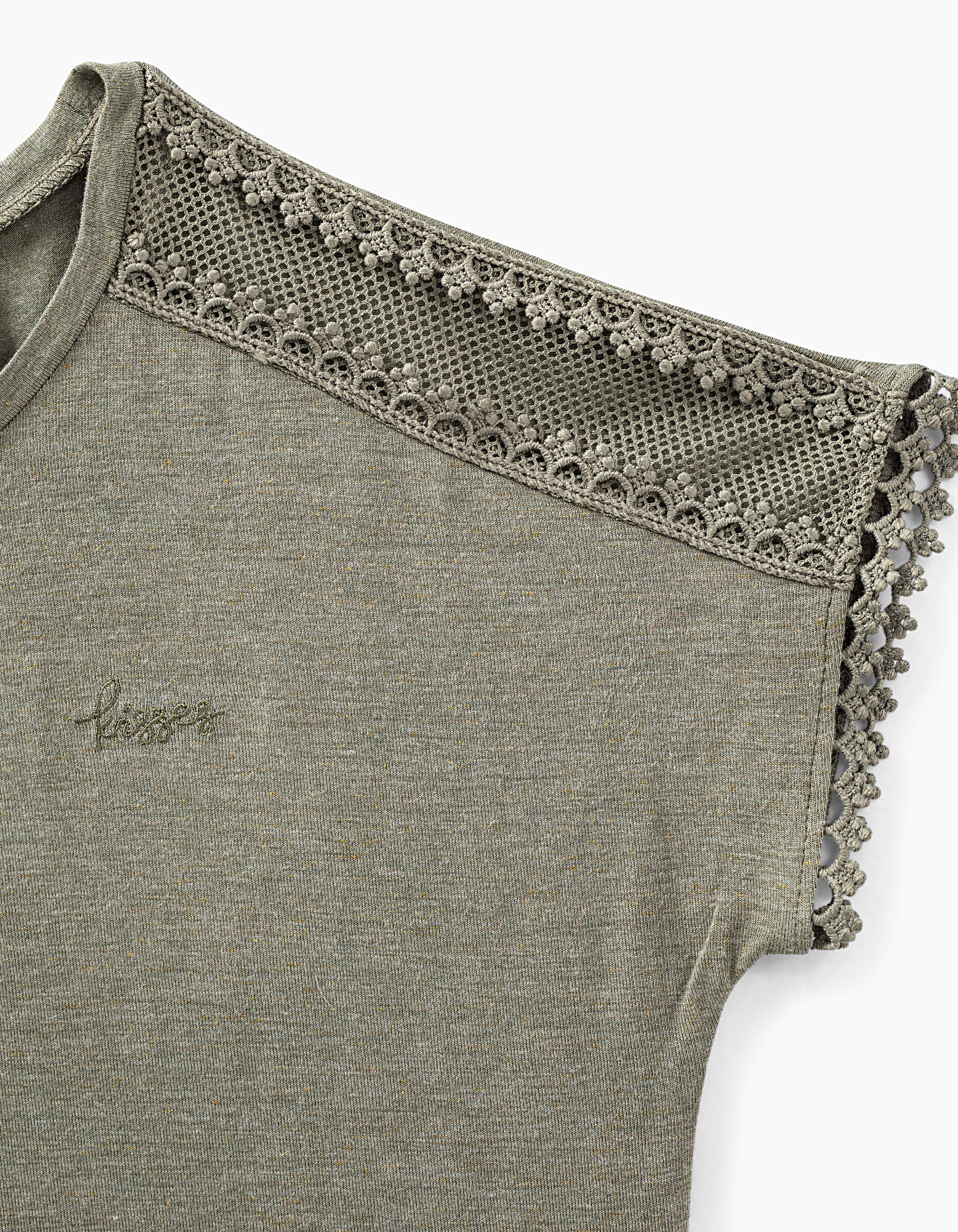 Camiseta bronce con rejilla hombros ni a