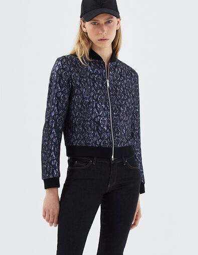 Women’s metallic jacquard short bomber jacket - IKKS