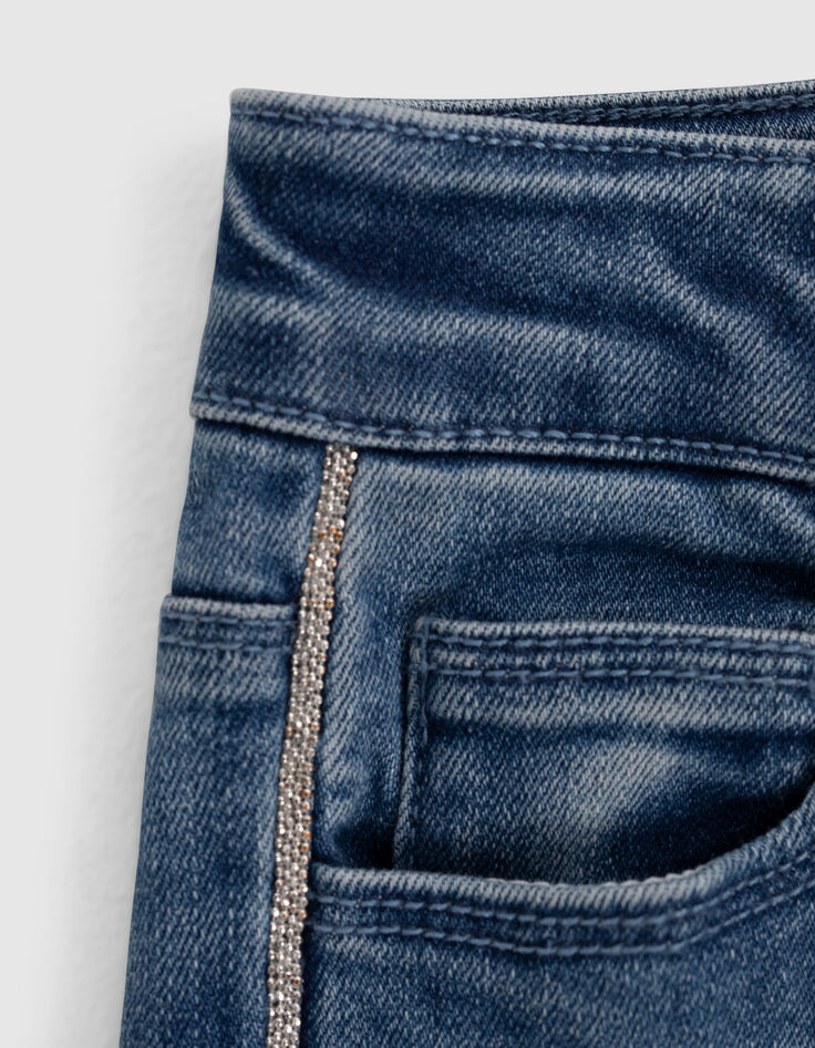 Blaue Skinny-Mädchenjeans mit dezenten Perlen seitlich-4
