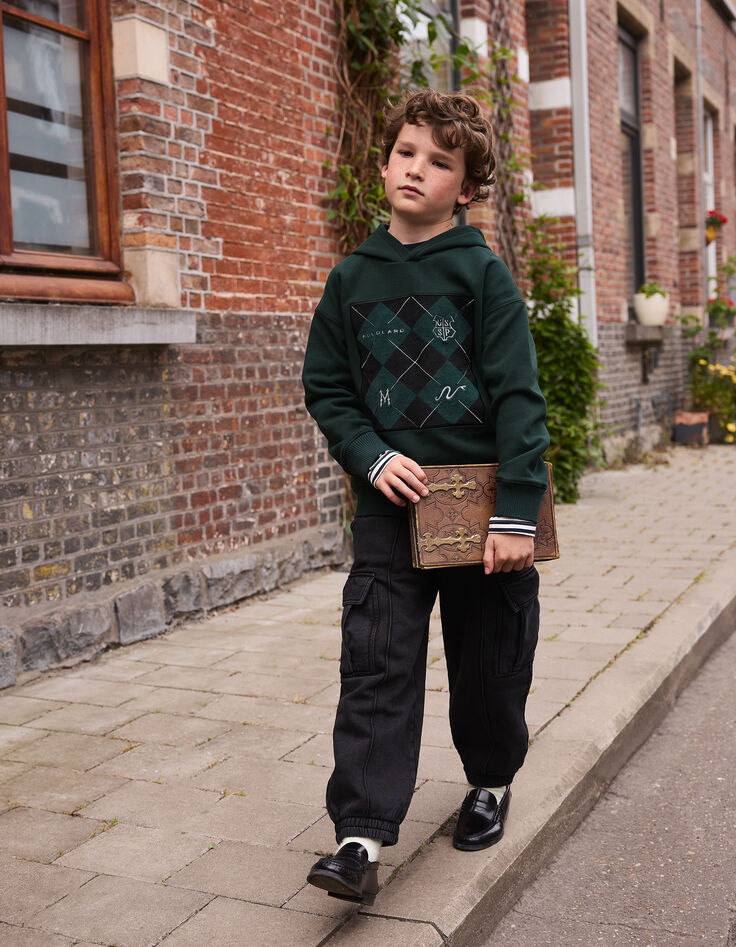 Sudadera verde damero bordado Harry Potter niño-2