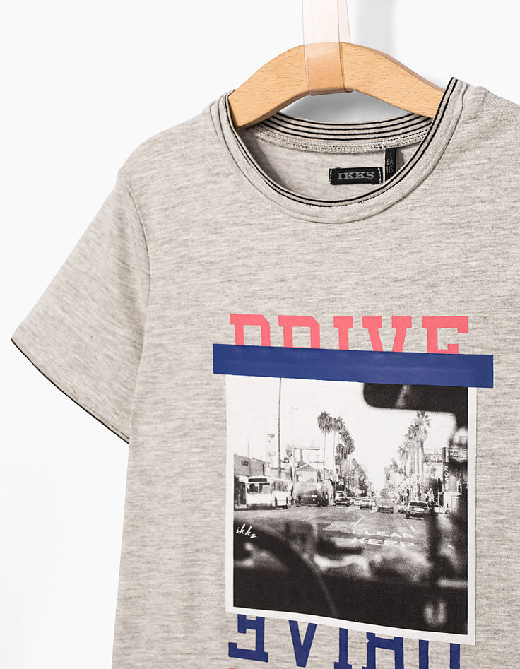 Boys’ grey marl Drive in town T-shirt -2