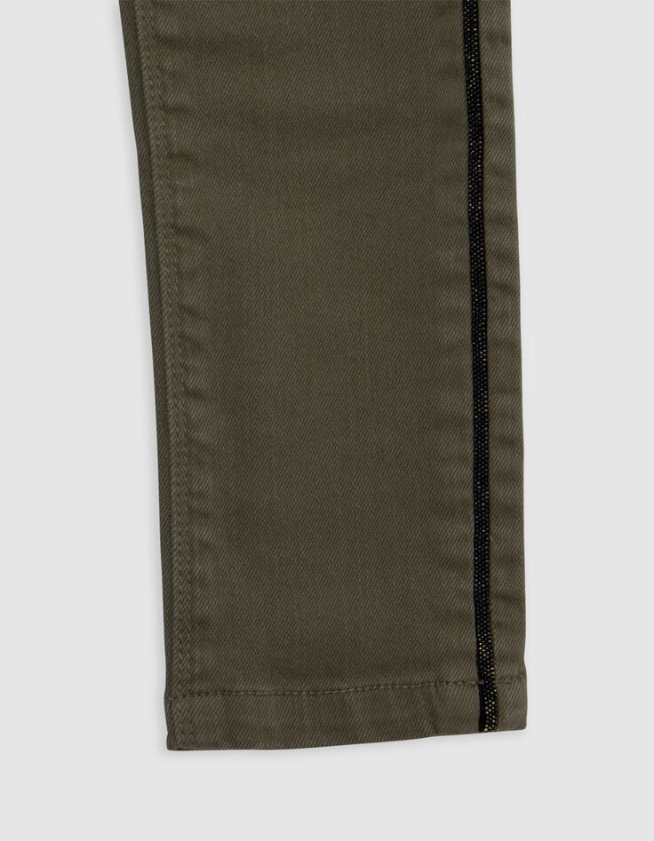 Jean upcyclé SLIM kaki ganses-bijou fille-4