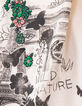 Camiseta crudo algodón monumentos bordado flores para niña-5