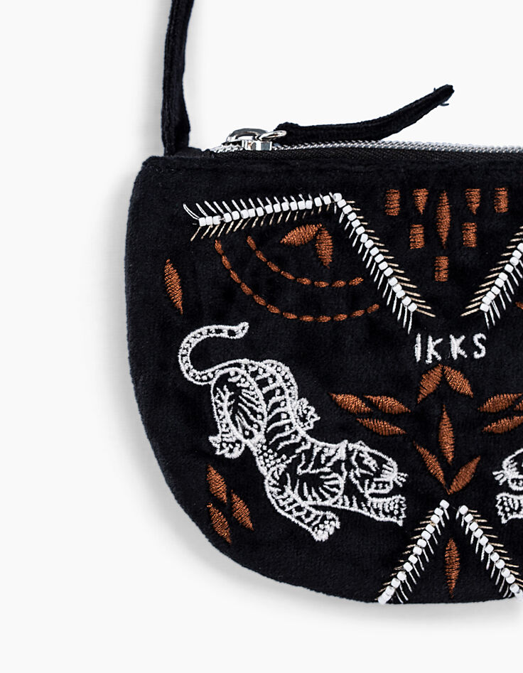 Schwarze M&auml;dchenhandtasche mit Stickerei-2