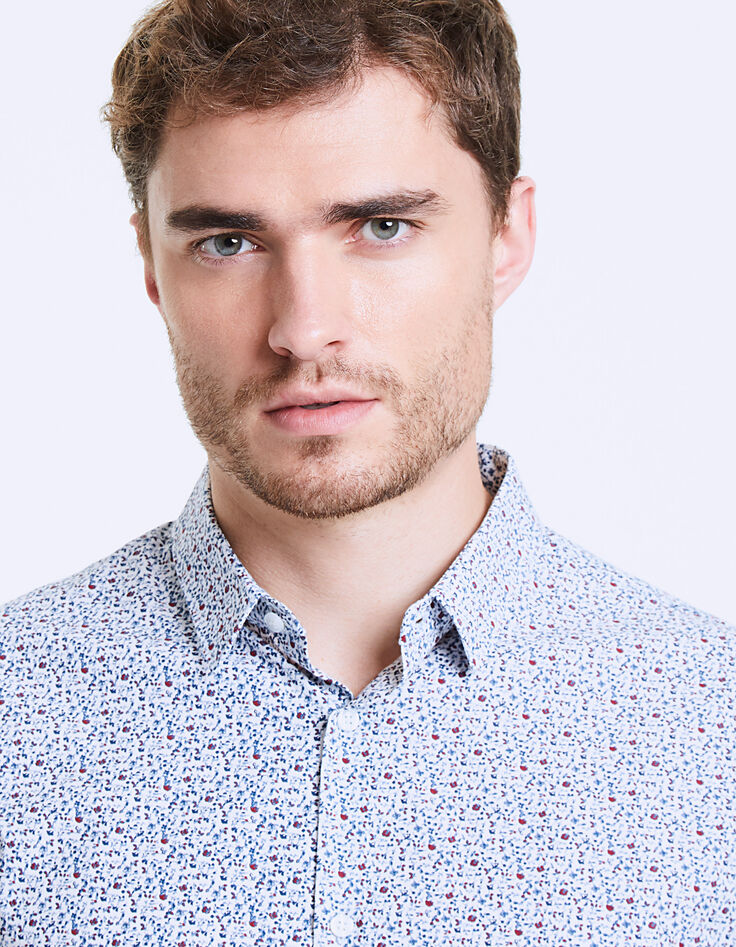 Camisa slim bermellón con micro-flores Hombre-2 Camisa slim bermellón con micro-flores Hombre-2