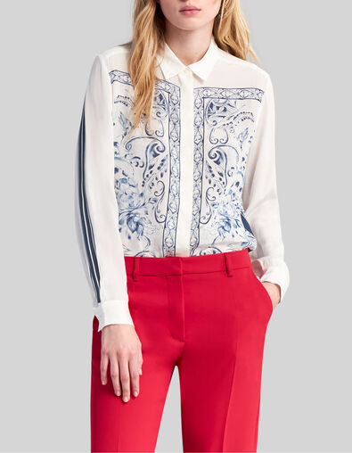 Women&rsquo;s ecru shirt with floral skull print - IKKS