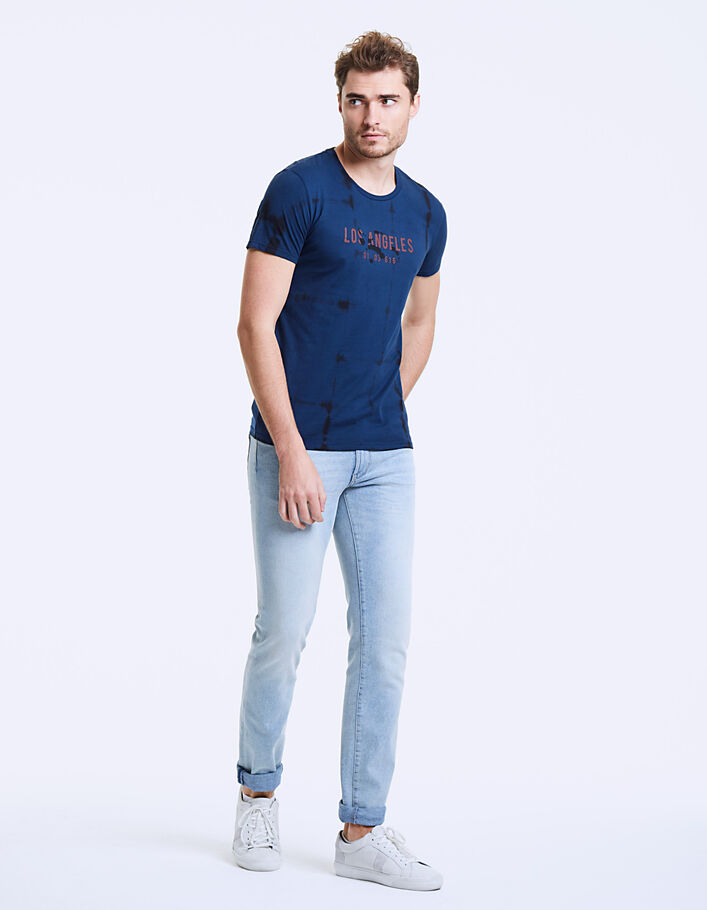 Indigoblaues Herren-T-Shirt mit Tie-Dye-Optik Los Angeles - IKKS