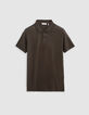 Men’s khaki cotton modal polo shirt-5