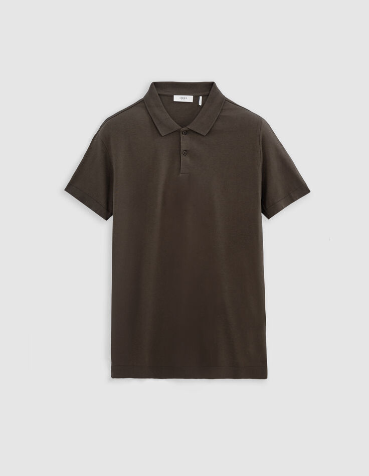 Men’s khaki cotton modal polo shirt-5