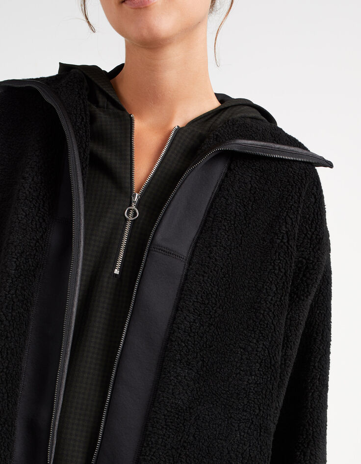 I.Code black Sherpa jacket with zip collar-4