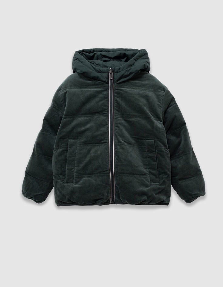 Grüne Jungen-Wendesteppjacke Steppvelours-3