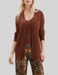 Pure Edition – Women's mahogany lurex knit twin set-1