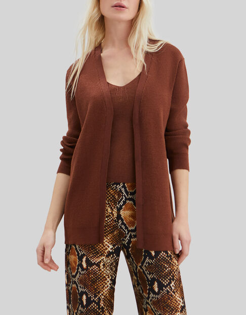 Pure Edition – Women's mahogany lurex knit twin set - IKKS